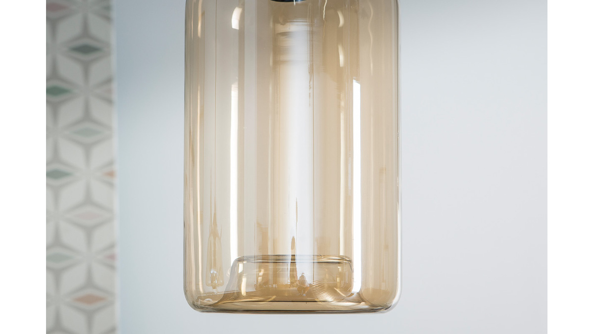 Design-Hngeleuchte MILAN aus mundgeblasenem Rauchglas