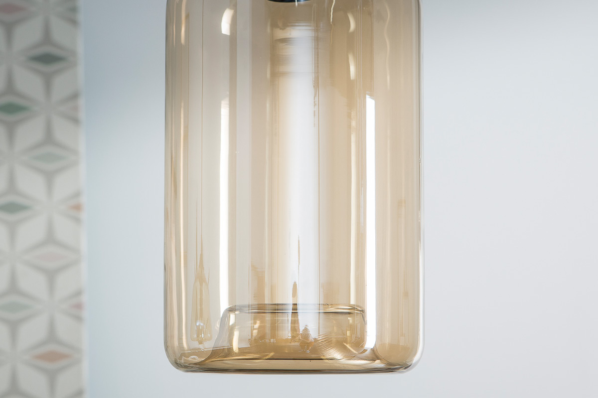 Design-Hngeleuchte MILAN aus mundgeblasenem Rauchglas