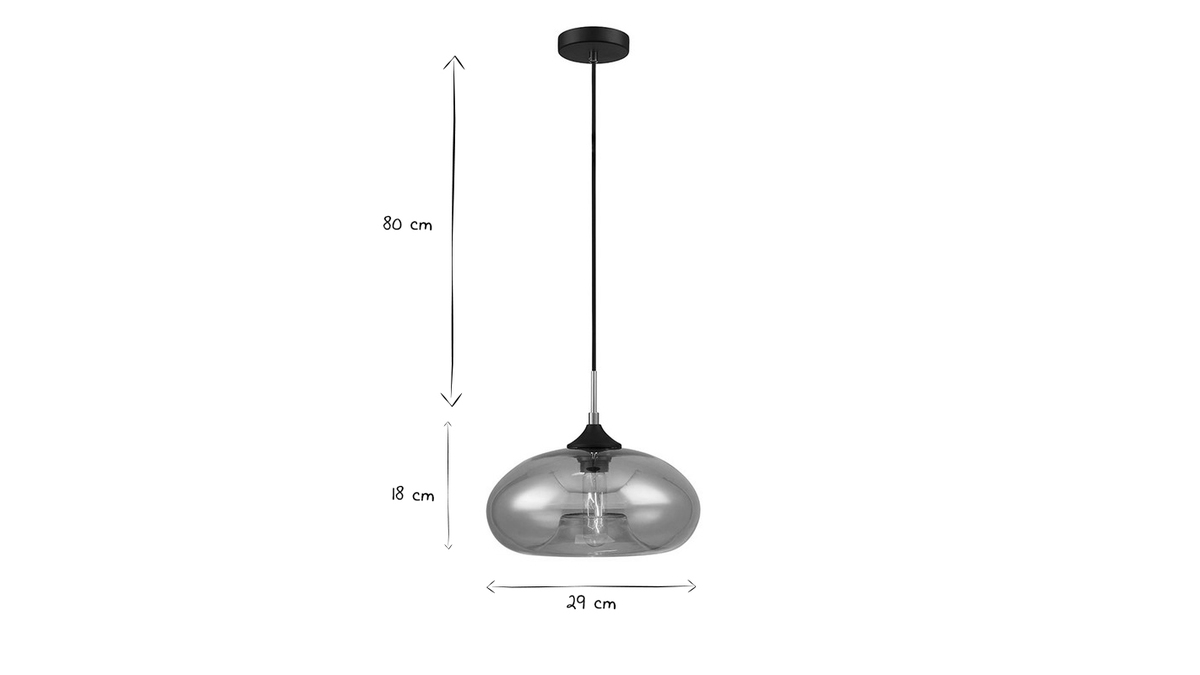 Design-Hngeleuchte MISTIC aus mundgeblasenem Rauchglas