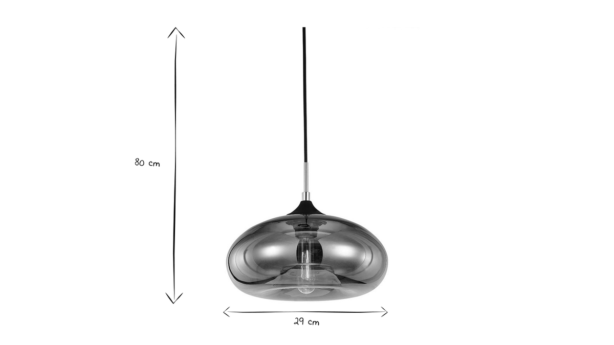 Design-Hngeleuchte MISTIC aus transparent schwarzem, mundgeblasenem Glas