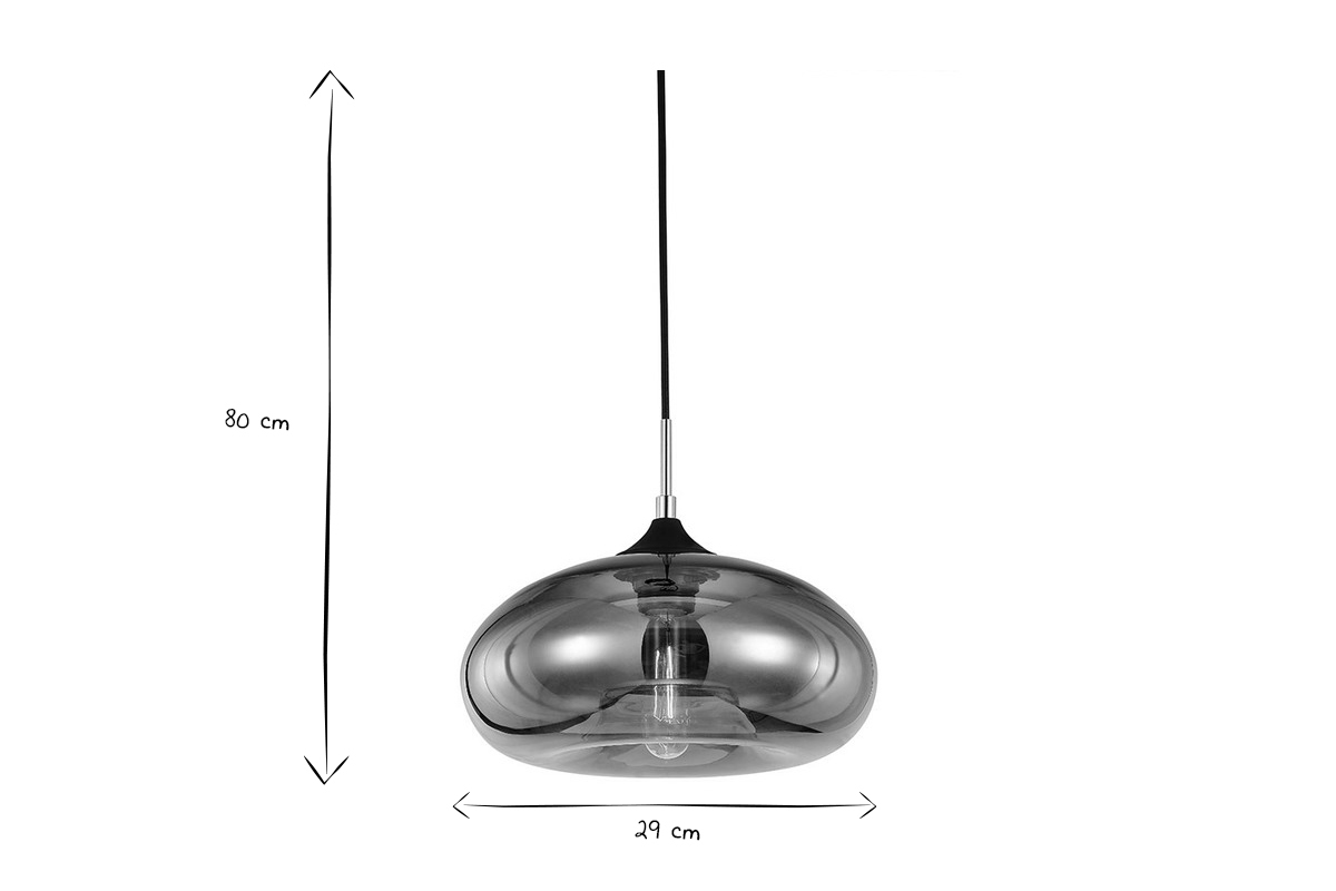 Design-Hngeleuchte MISTIC aus transparent schwarzem, mundgeblasenem Glas