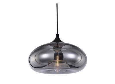 Design-H&auml;ngeleuchte MISTIC aus transparent schwarzem, mundgeblasenem Glas