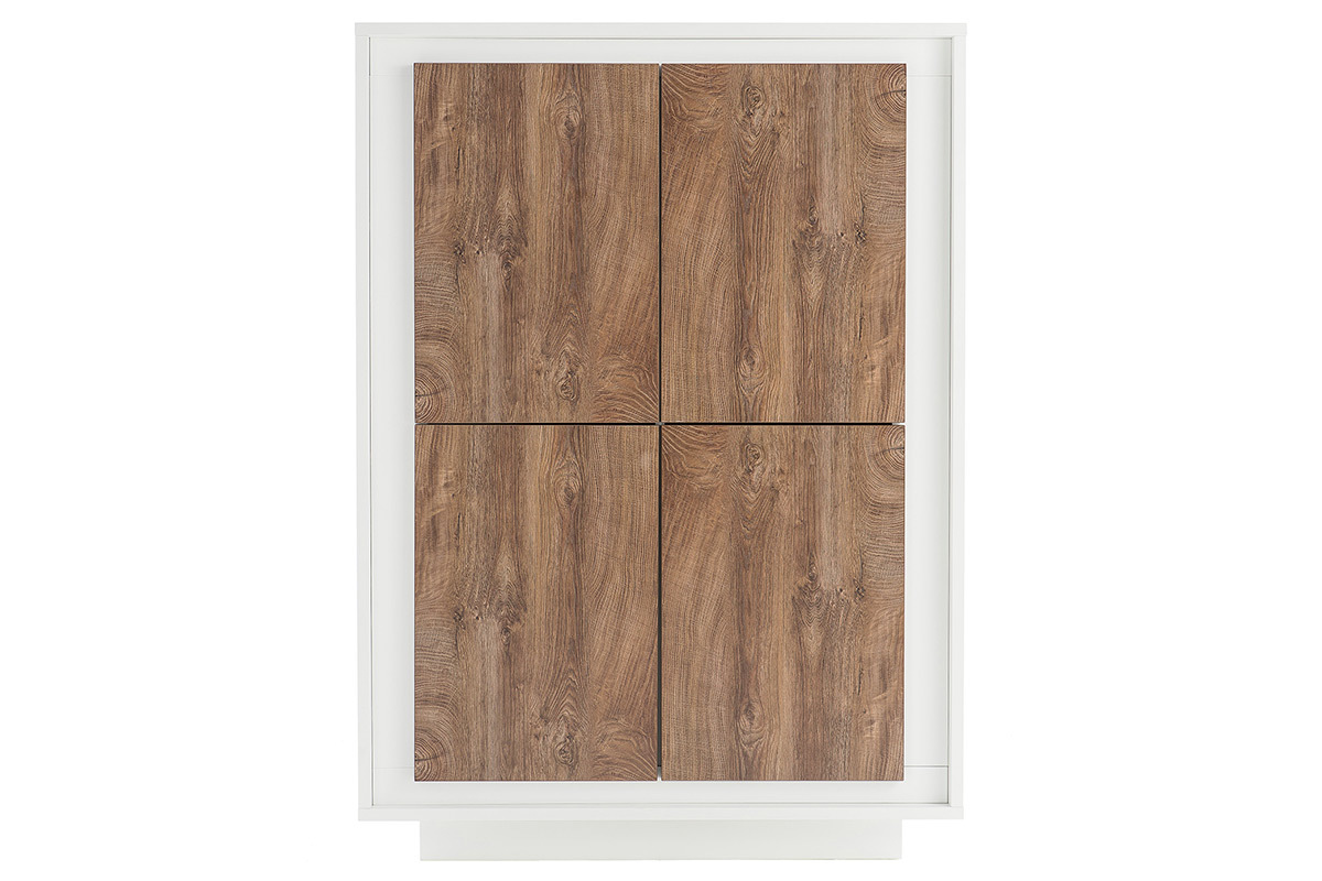 Design-Highboard 4 Tren wei und dunkles Holz-Dekor LAND