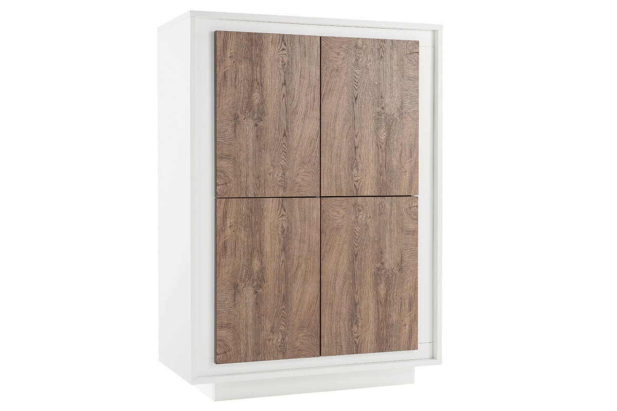 Design-Highboard 4 Tren wei und dunkles Holz-Dekor LAND