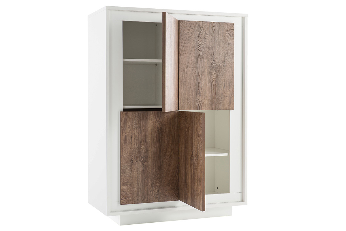 Design-Highboard 4 Tren wei und dunkles Holz-Dekor LAND