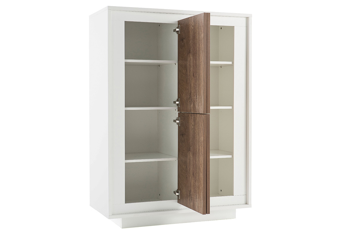 Design-Highboard 4 Tren wei und dunkles Holz-Dekor LAND