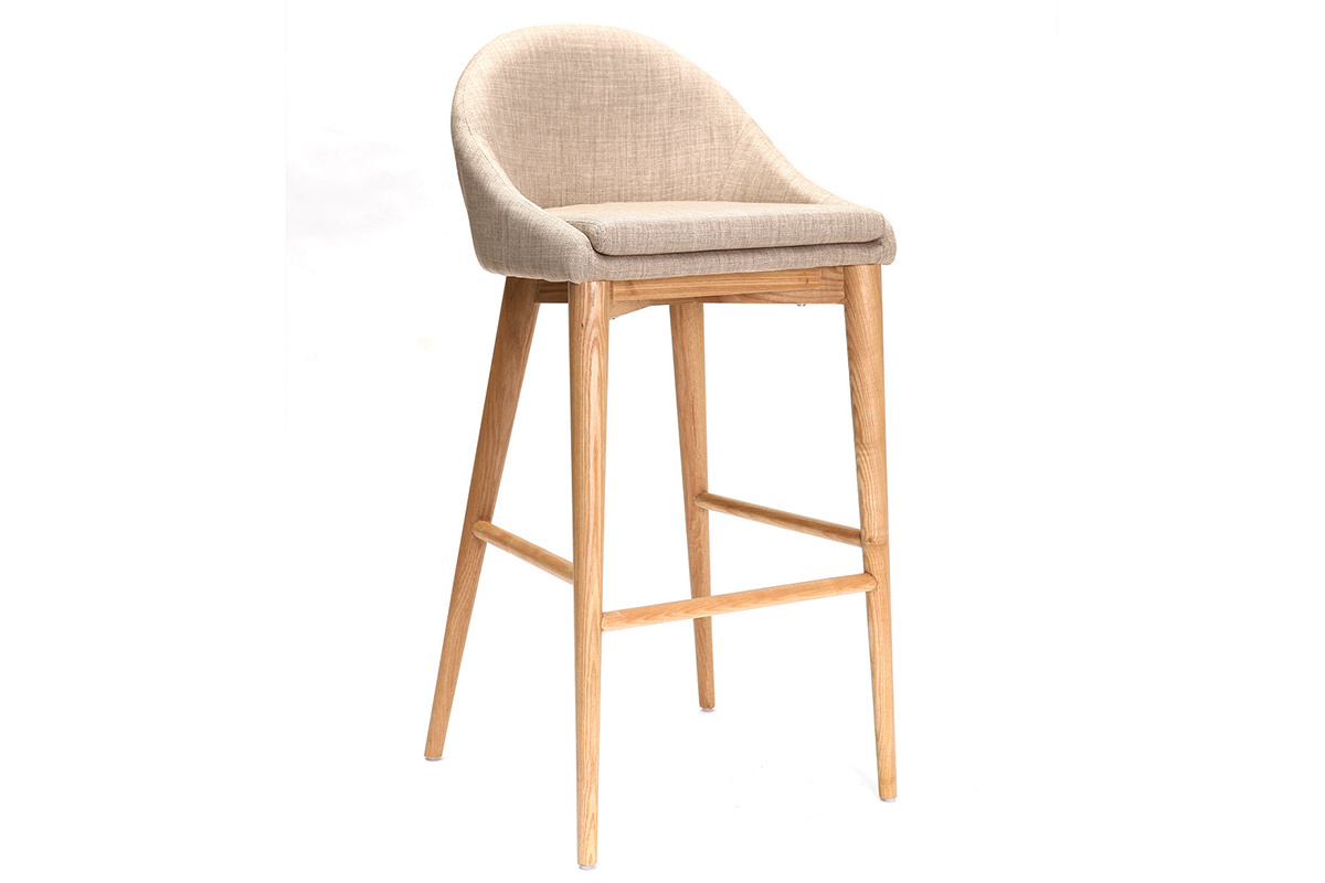 Design-Hochstuhl 75 cm Holz Polyester Beige SHANA