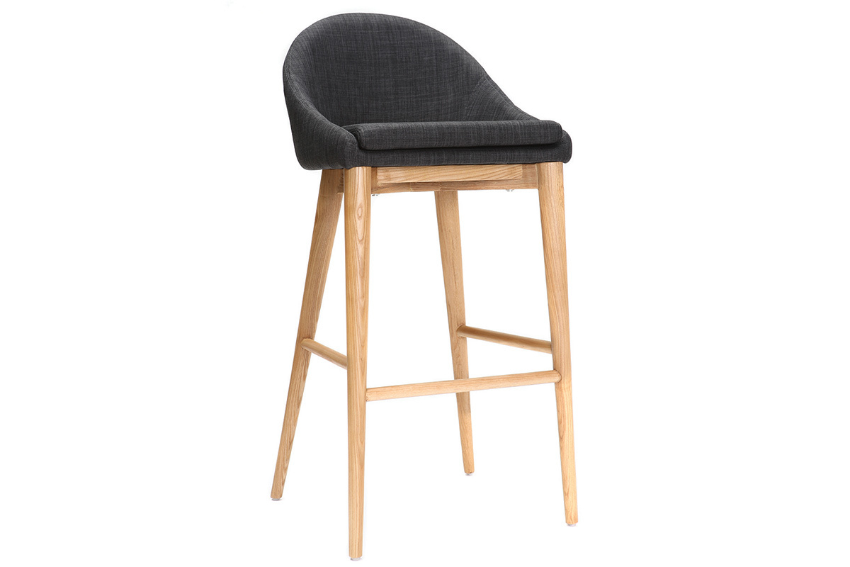 Design-Hochstuhl 75 cm Holz Stoff Anthrazitgrau SHANA