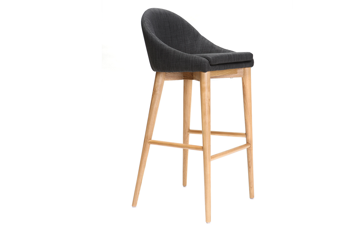Design-Hochstuhl 75 cm Holz Stoff Anthrazitgrau SHANA