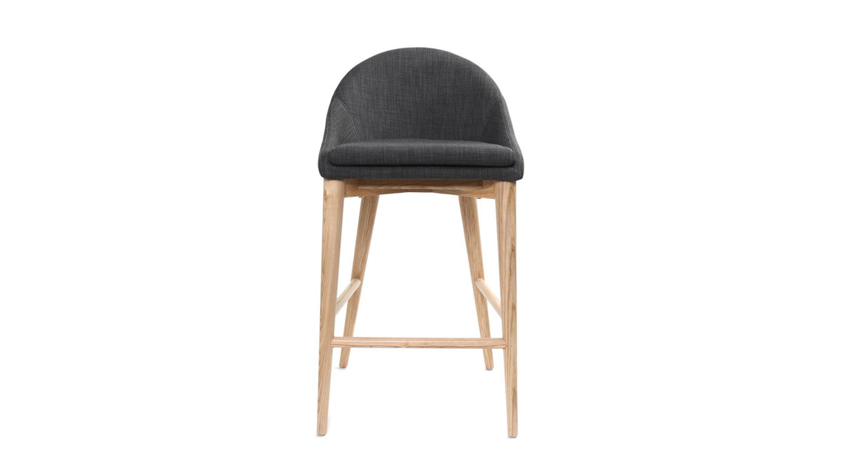 Design-Hochstuhl Holz Polyester Grau Anthrazitfarben SHANA