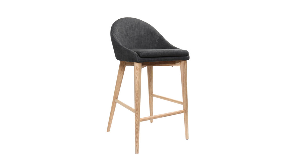 Design-Hochstuhl Holz Polyester Grau Anthrazitfarben SHANA