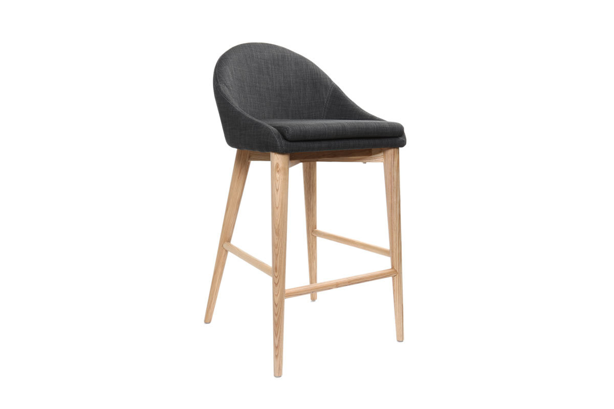 Design-Hochstuhl Holz Polyester Grau Anthrazitfarben SHANA