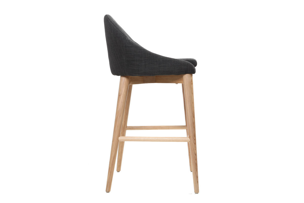 Design-Hochstuhl Holz Polyester Grau Anthrazitfarben SHANA