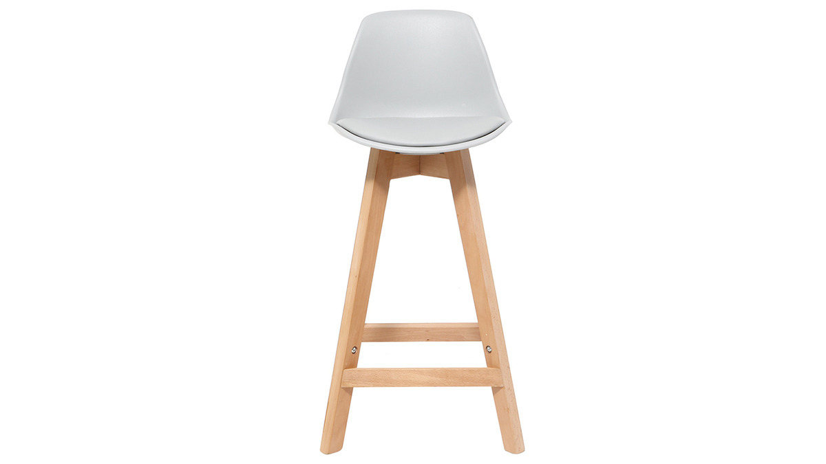 Design-Hocker Hellgrau und Holz 65 cm 2er-Set MINI PAULINE