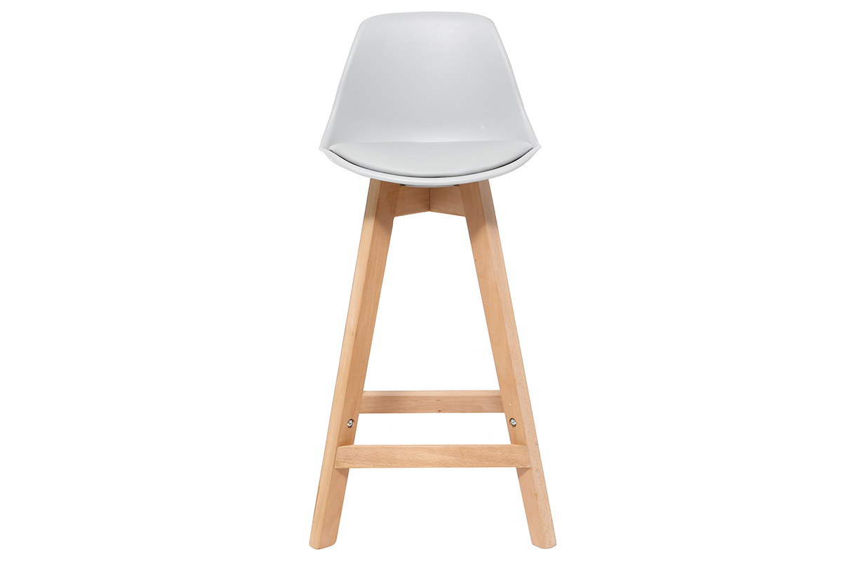 Design-Hocker Hellgrau und Holz 65 cm 2er-Set MINI PAULINE