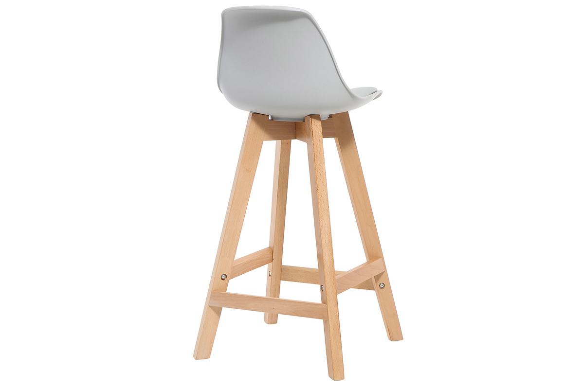Design-Hocker Hellgrau und Holz 65 cm 2er-Set MINI PAULINE