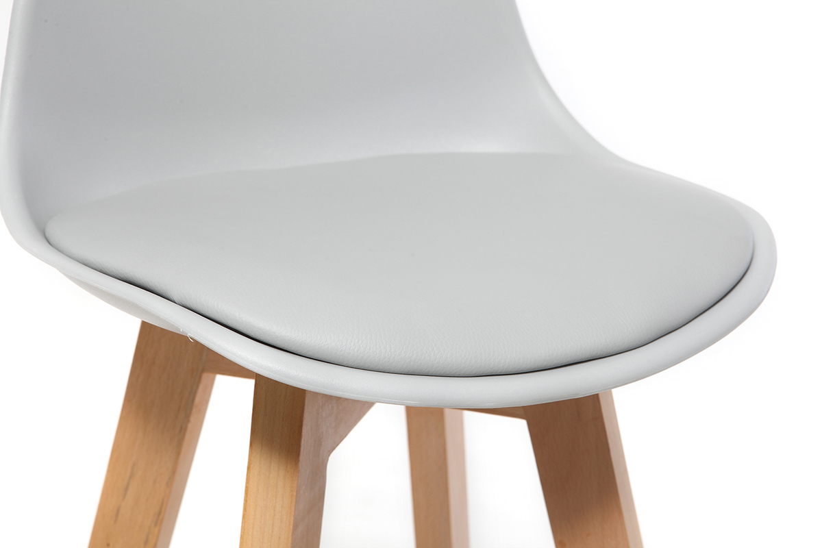 Design-Hocker Hellgrau und Holz 65 cm 2er-Set MINI PAULINE