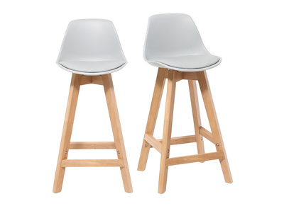 Design-Hocker Hellgrau und Holz 65 cm 2er-Set MINI PAULINE