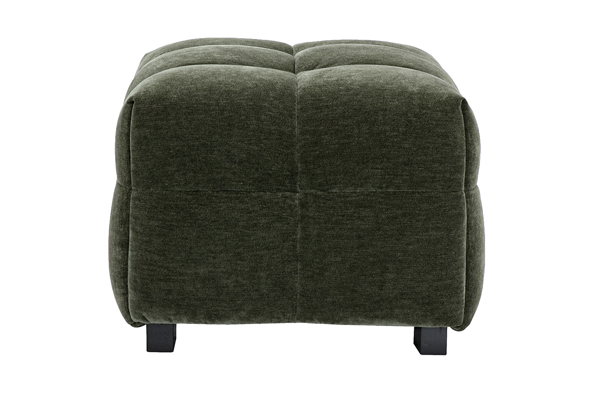 Design-Hocker in kaki-grnem Samteffekt-Stoff CORTO