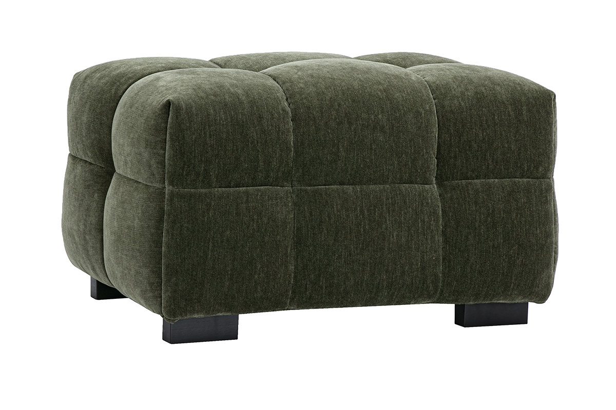 Design-Hocker in kaki-grnem Samteffekt-Stoff CORTO