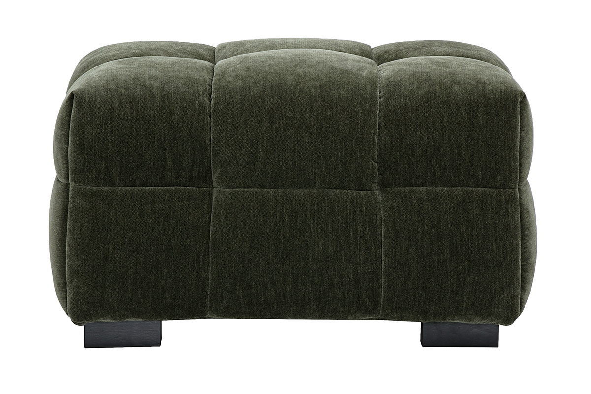 Design-Hocker in kaki-grnem Samteffekt-Stoff CORTO