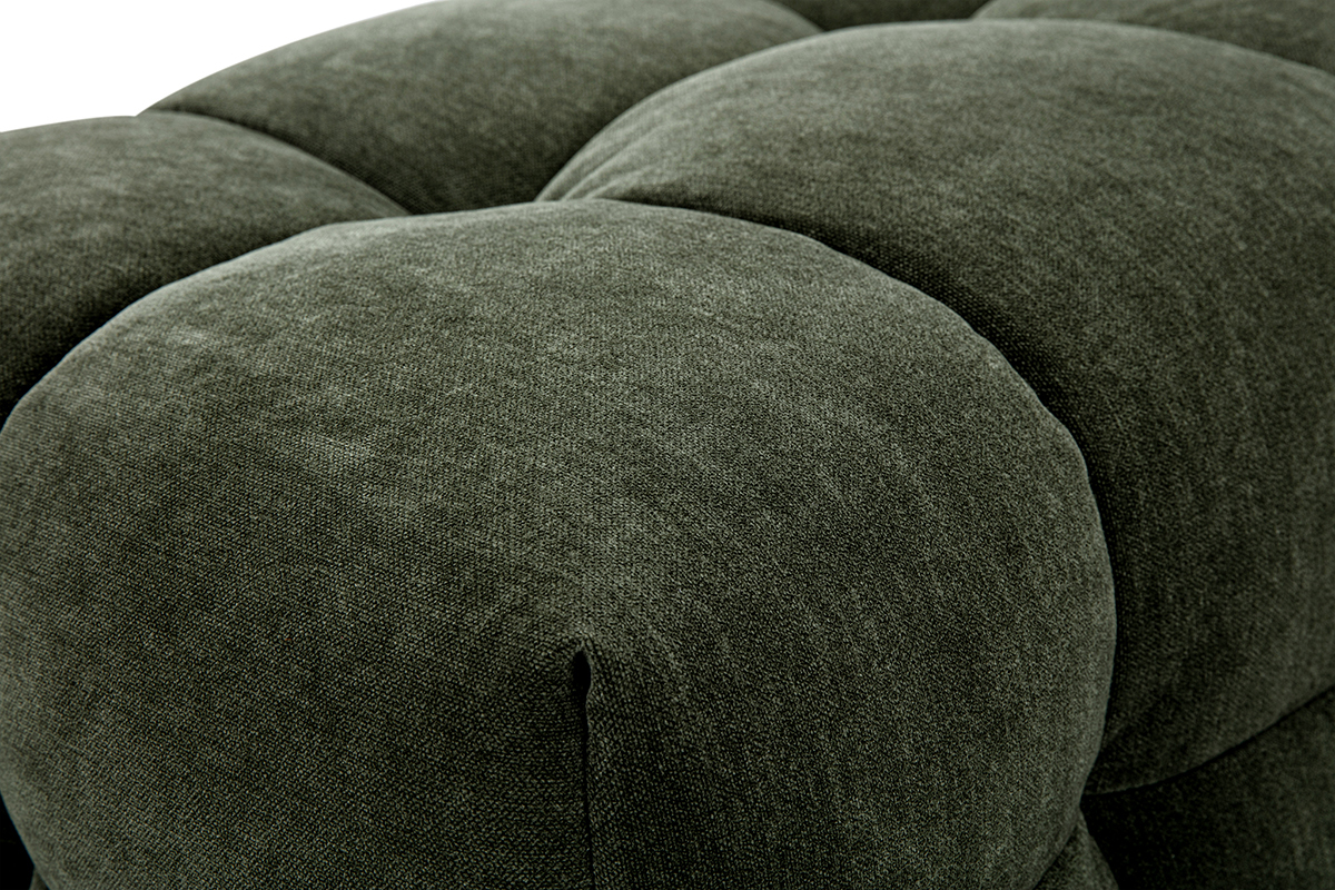 Design-Hocker in kaki-grnem Samteffekt-Stoff CORTO