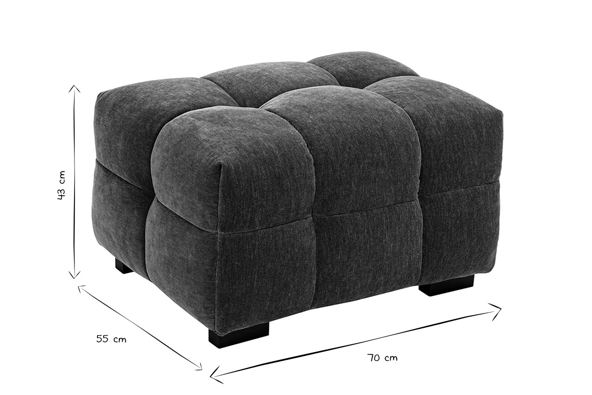 Design-Hocker in kaki-grnem Samteffekt-Stoff CORTO
