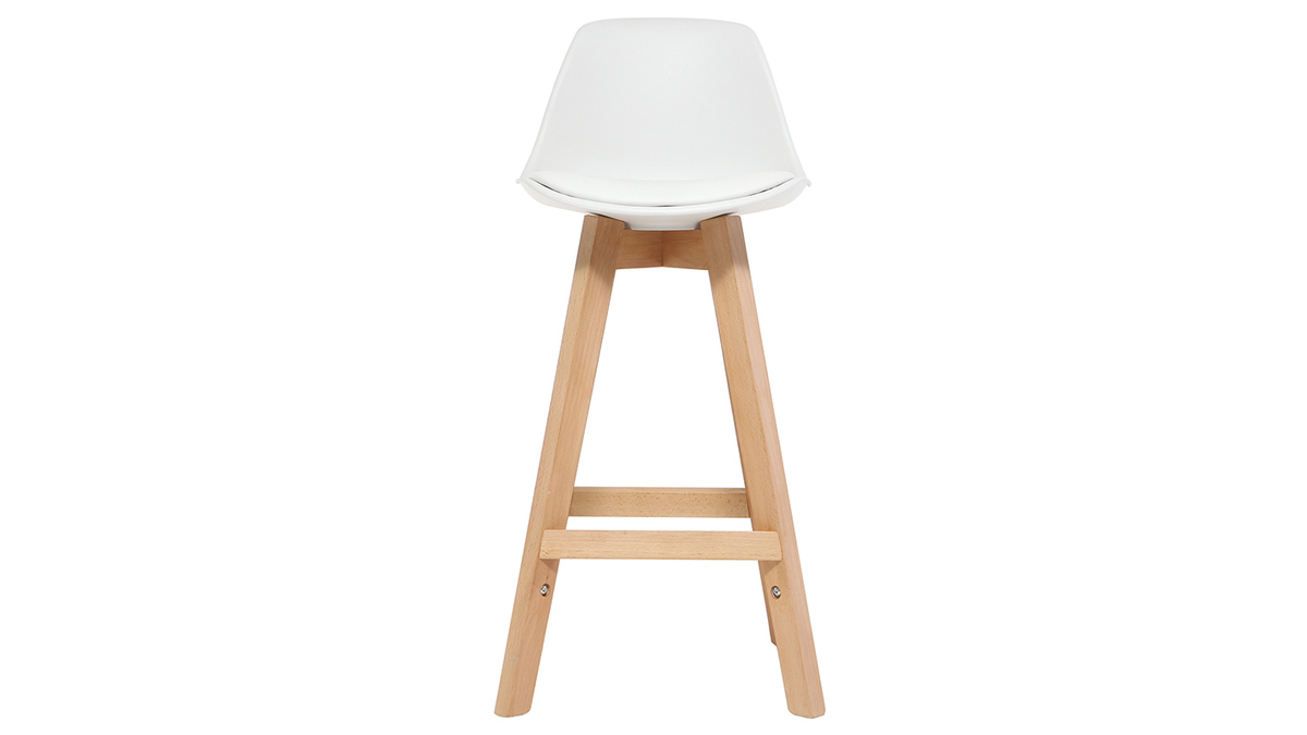 Design-Hocker Wei und Holz 65 cm 2er-Set MINI PAULINE