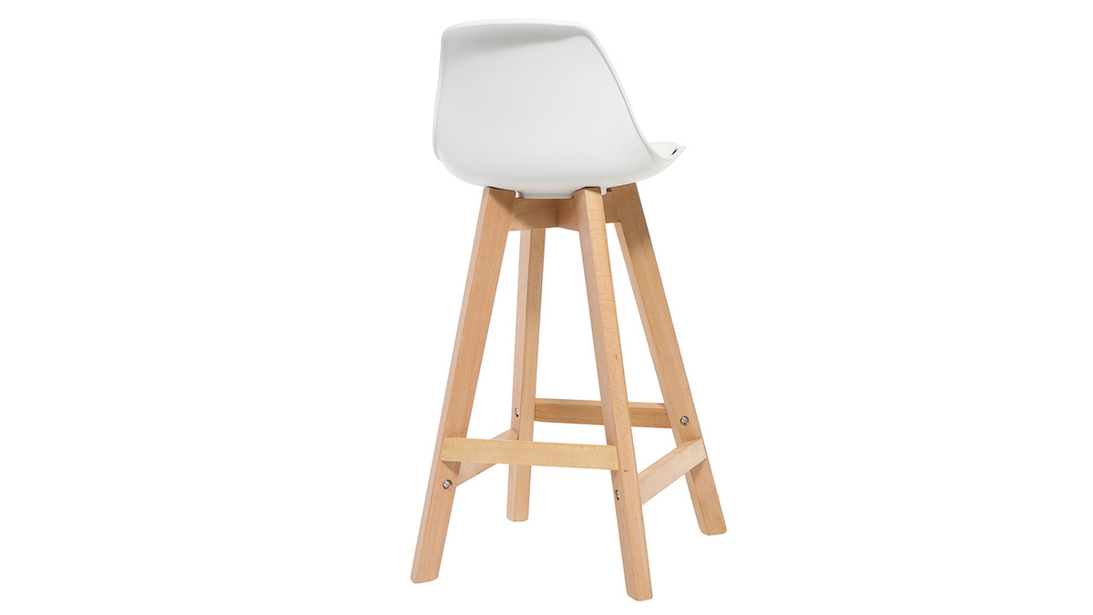 Design-Hocker Wei und Holz 65 cm 2er-Set MINI PAULINE