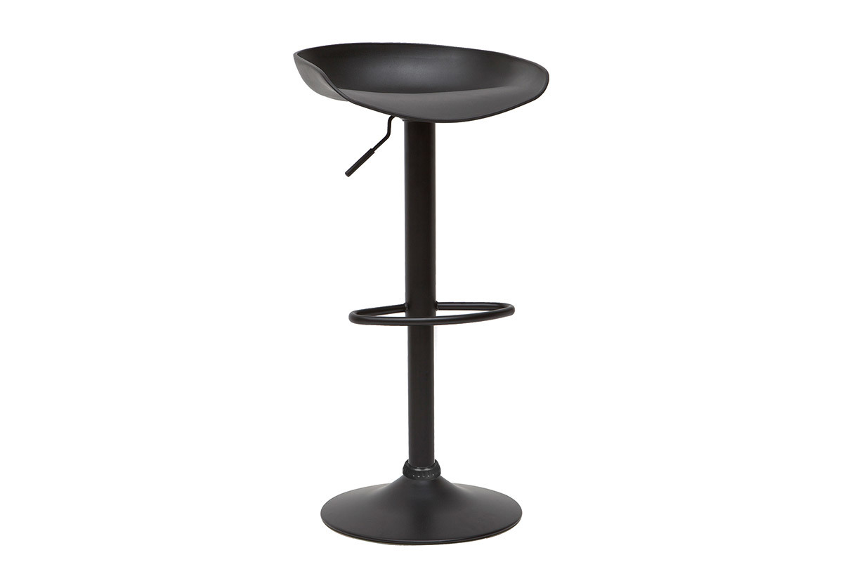 Design-H�henverstellbare schwarze Barhocker H65 cm (2er-Set) PEBBLE