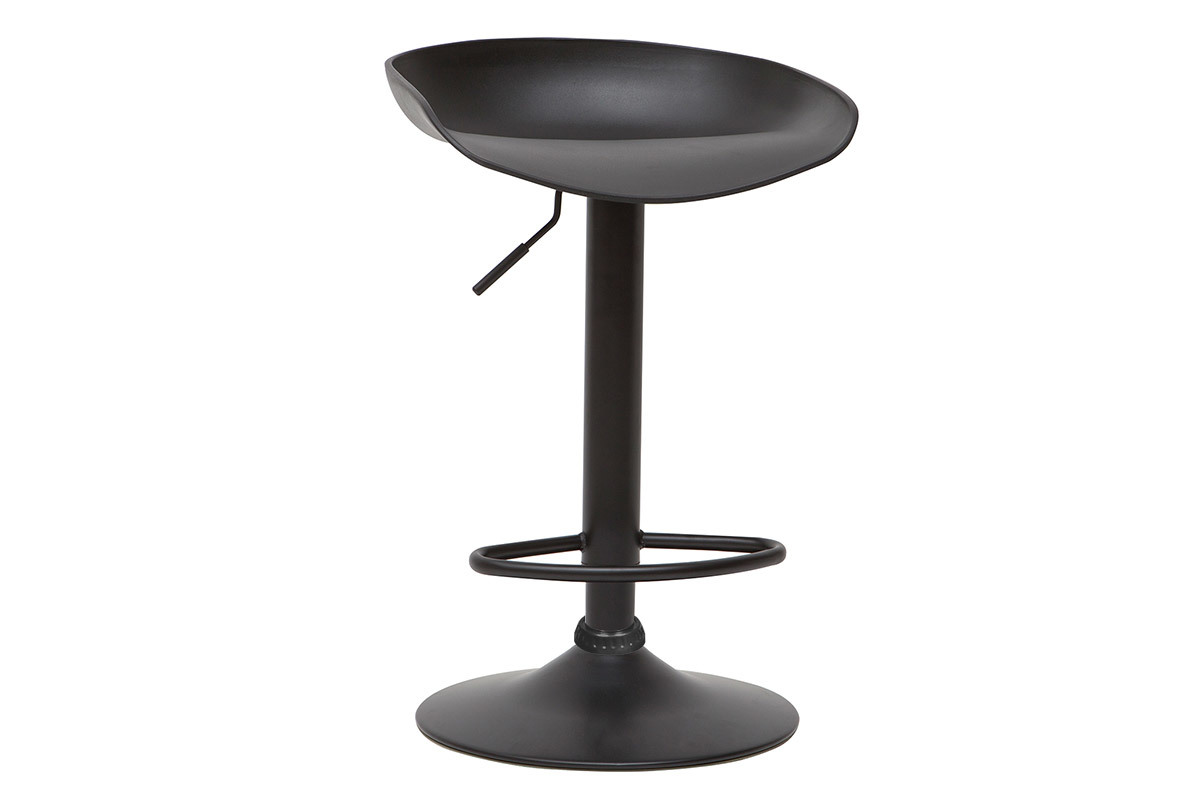 Design-H�henverstellbare schwarze Barhocker H65 cm (2er-Set) PEBBLE