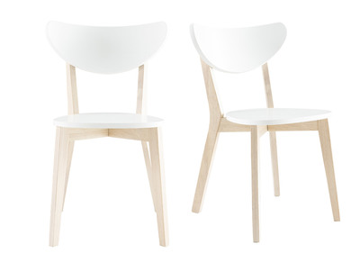 Design-Holzstuhl mit Weiß LEENA (2 Stck.)
