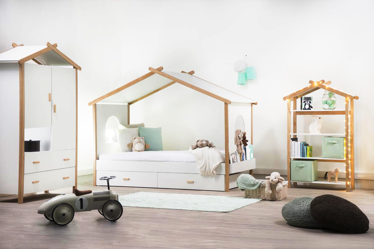 Design-Kinderbett in Hausform  90 x 190 cm BIRDY