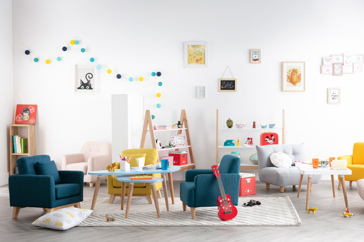 Design-Kinderzimmerregal aus Pinienholz rosa JAYA