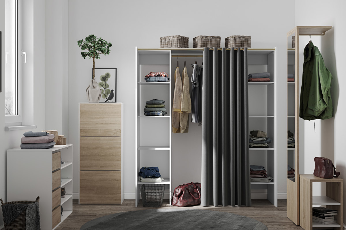 Design-Kleiderablage mit Regalen LOOM
