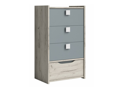 Design-Kommode 4 Schubladen Esche Weiß Grau TOM - Design-Kommode 4 Schubladen Esche Weiß Grau TOM