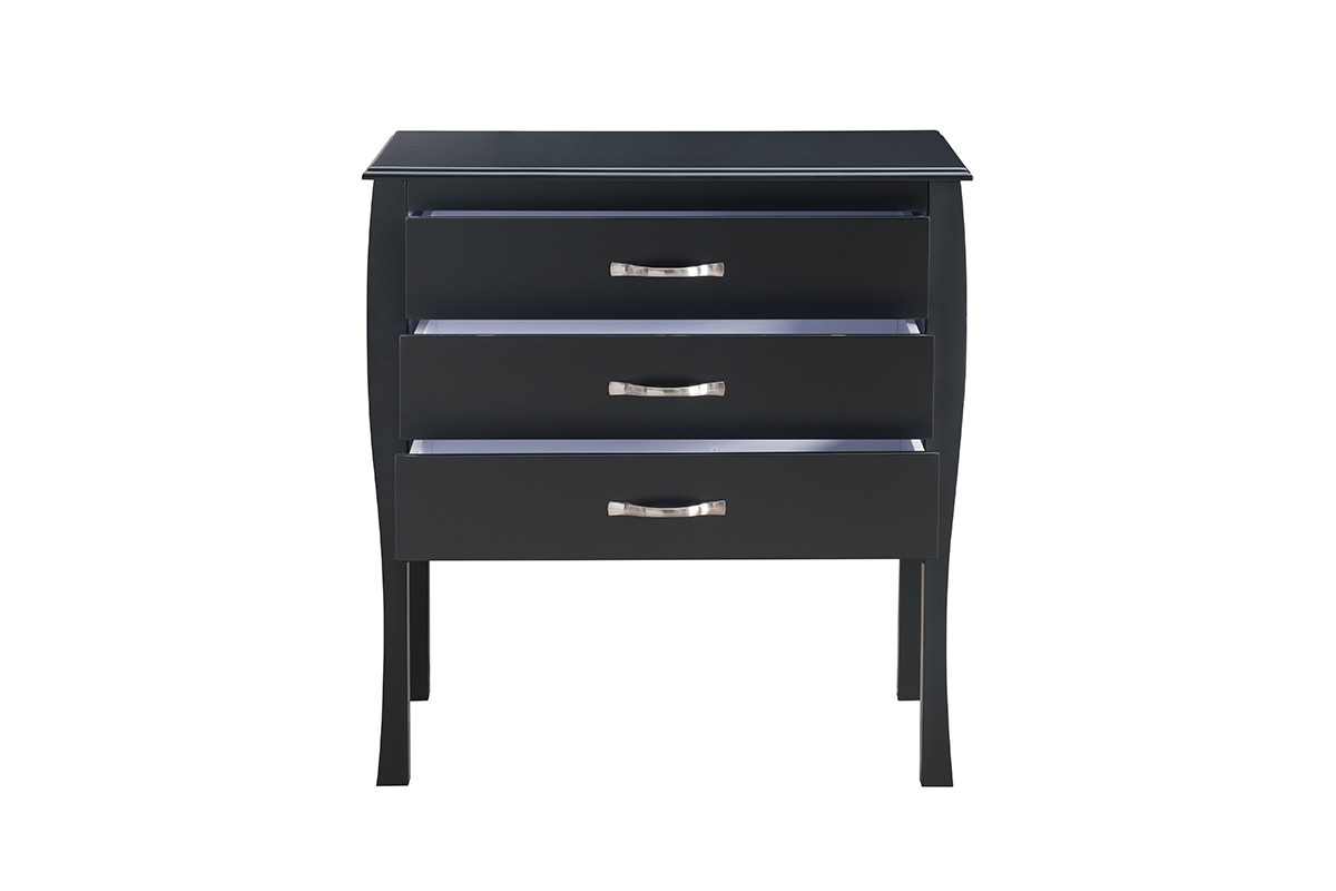Design-Kommode Barockstil Schwarz 3 Schubladen MARGOT