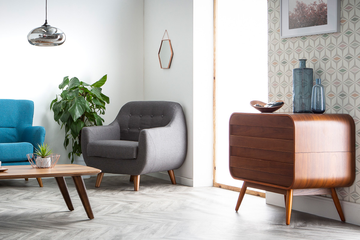 Design-Kommode Nussbaumholz 3 Schubladen BJORG