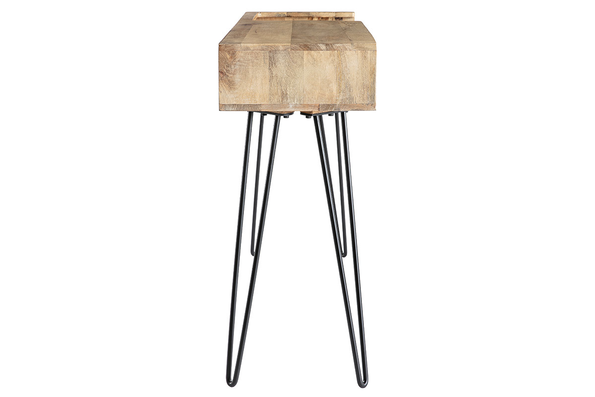 Design-Konsole aus Mangoholz mit Beinen aus schwarzem Metalldraht L110 cm VIBES