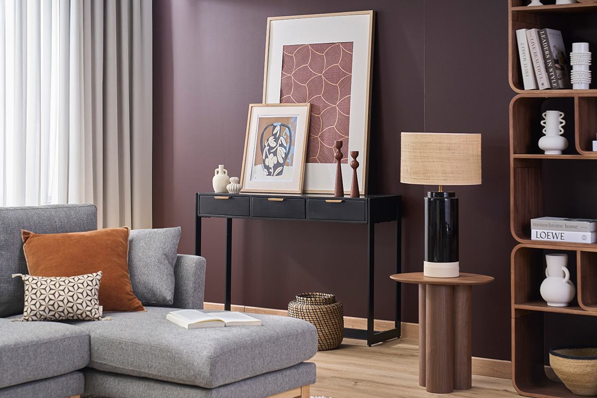 Design-Konsole mit Schubladen schwarz und vergoldet B 115 cm AVIDAN