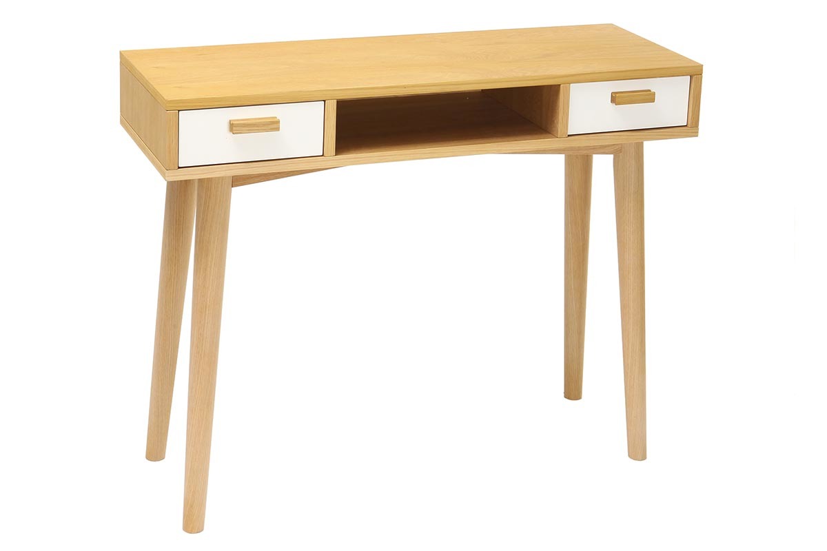 Design-Konsole skandinavisch Wei und Eiche HELIA