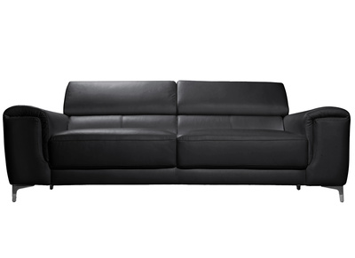 Design-Ledersofa 3 Plätze mit Kopfstück zur Entspannung Schwarz NEVADA - Büffelleder