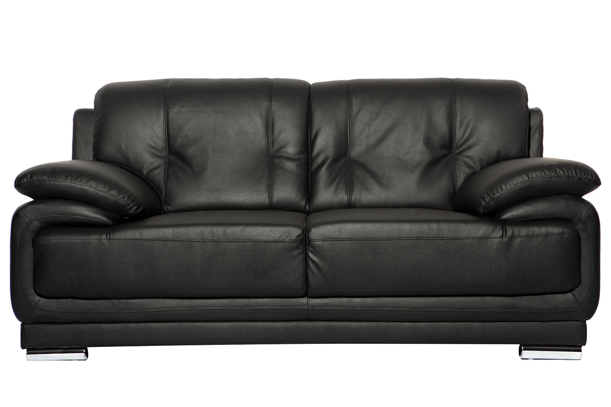 Design-Ledersofa mit 2 Sitzpltzen TAMARA Schwarz - Rindsleder