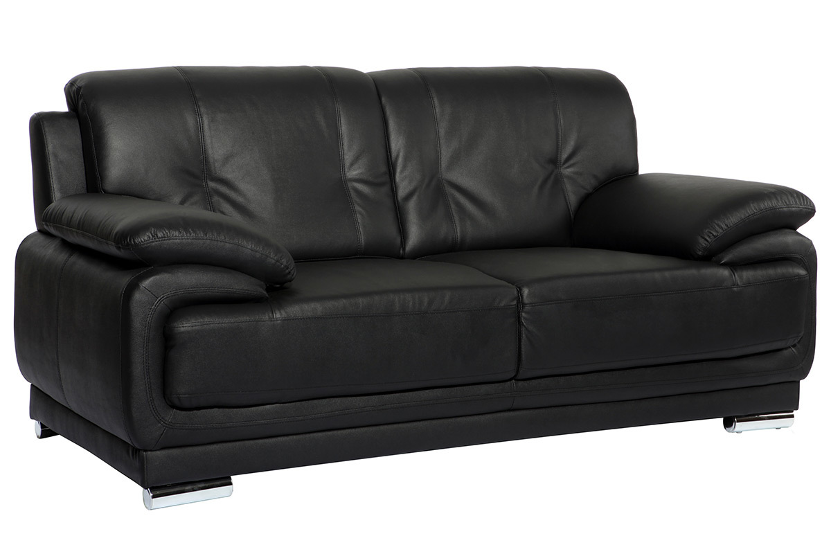 Design-Ledersofa mit 2 Sitzpltzen TAMARA Schwarz - Rindsleder
