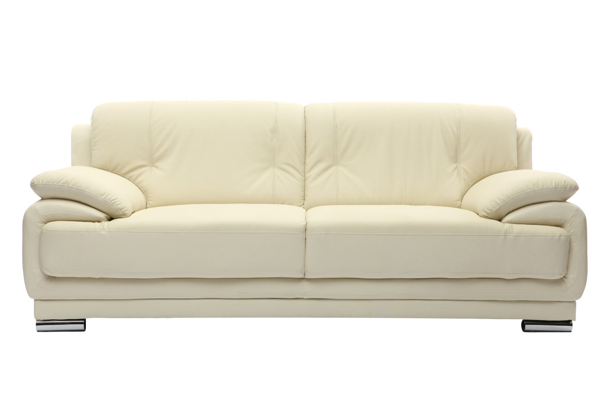 Design-Ledersofa mit 3 Sitzpltzen TAMARA Creme - Rindsleder