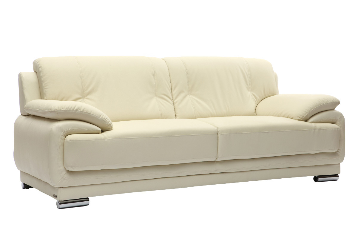 Design-Ledersofa mit 3 Sitzpltzen TAMARA Creme - Rindsleder
