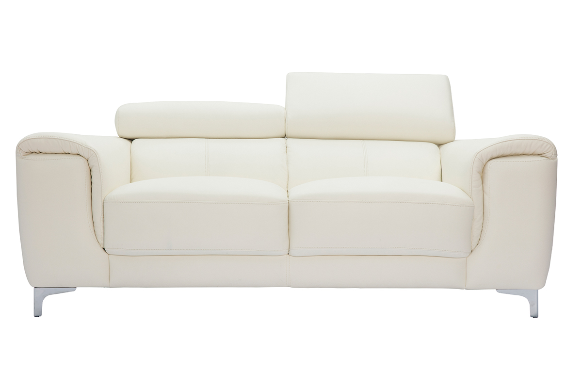 Design-Ledersofa zwei Pltze mit Kopfstck zur Entspannung Wei NEVADA - Bffelleder