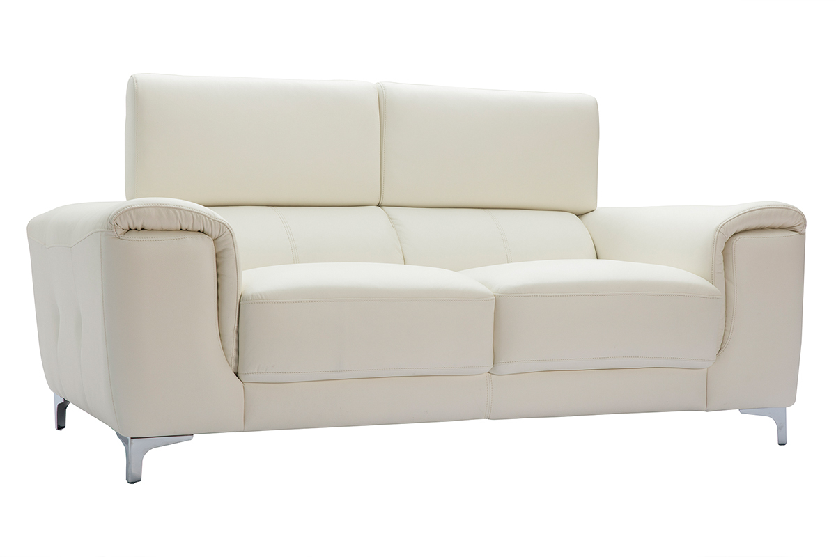 Design-Ledersofa zwei Pltze mit Kopfstck zur Entspannung Wei NEVADA - Bffelleder