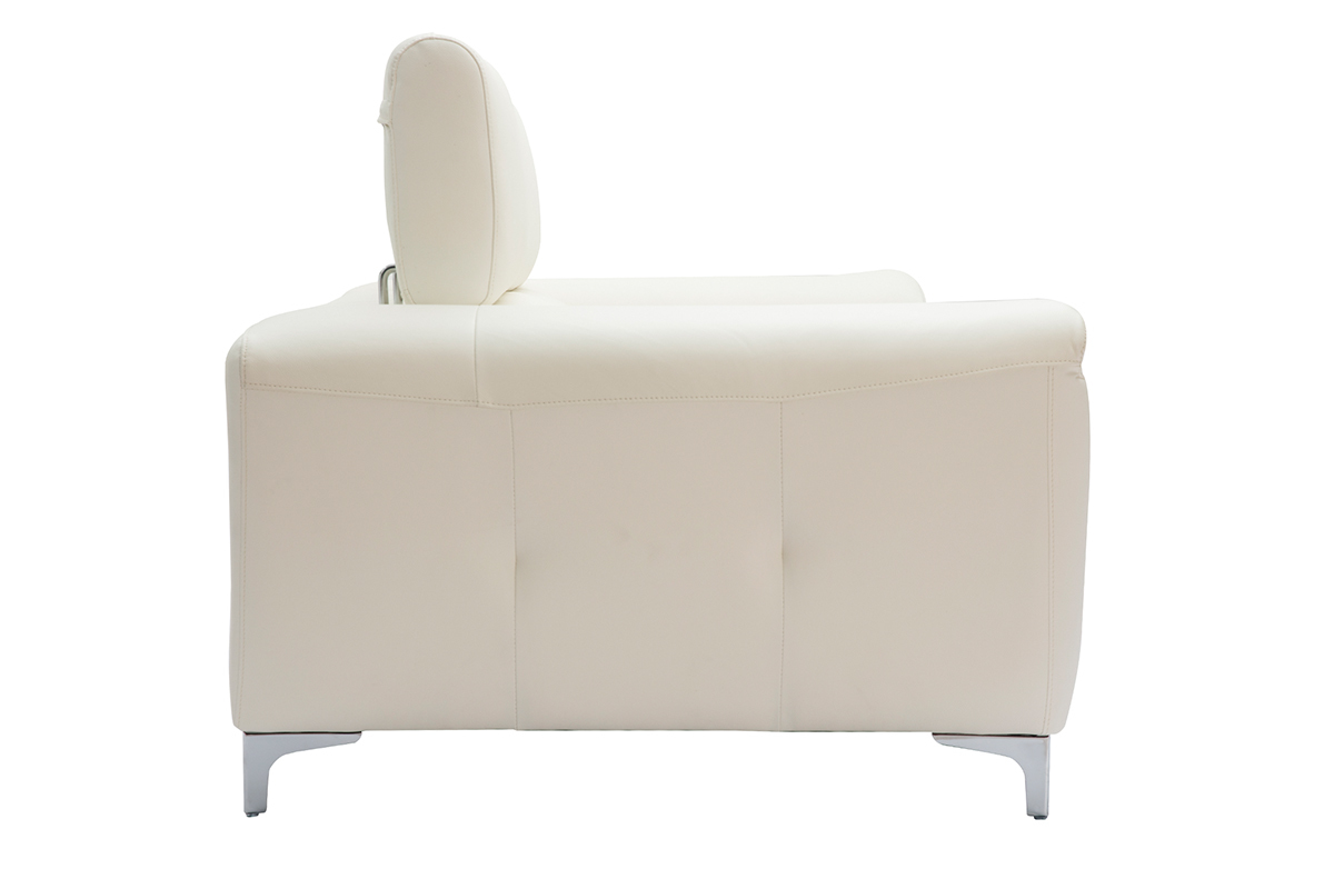 Design-Ledersofa zwei Pltze mit Kopfstck zur Entspannung Wei NEVADA - Bffelleder