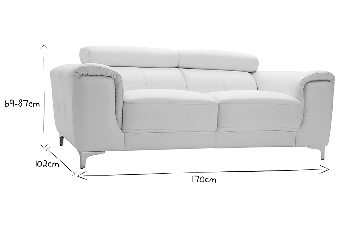 Design-Ledersofa zwei Pltze mit Kopfstck zur Entspannung Wei NEVADA - Bffelleder
